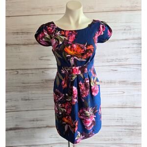 Moulinette Soeurs  Blue with Floral Print Party Dress Sz 4P